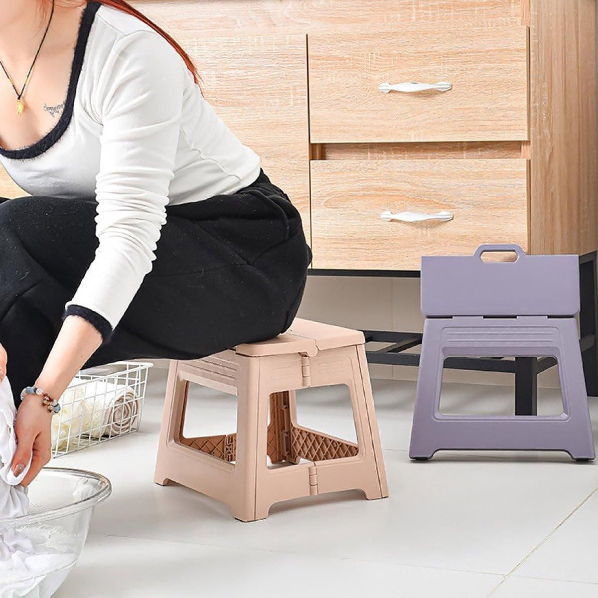 Portable Adjustable Folding Plastic Stool Retractable Outdoor Fishing Chair - Grey