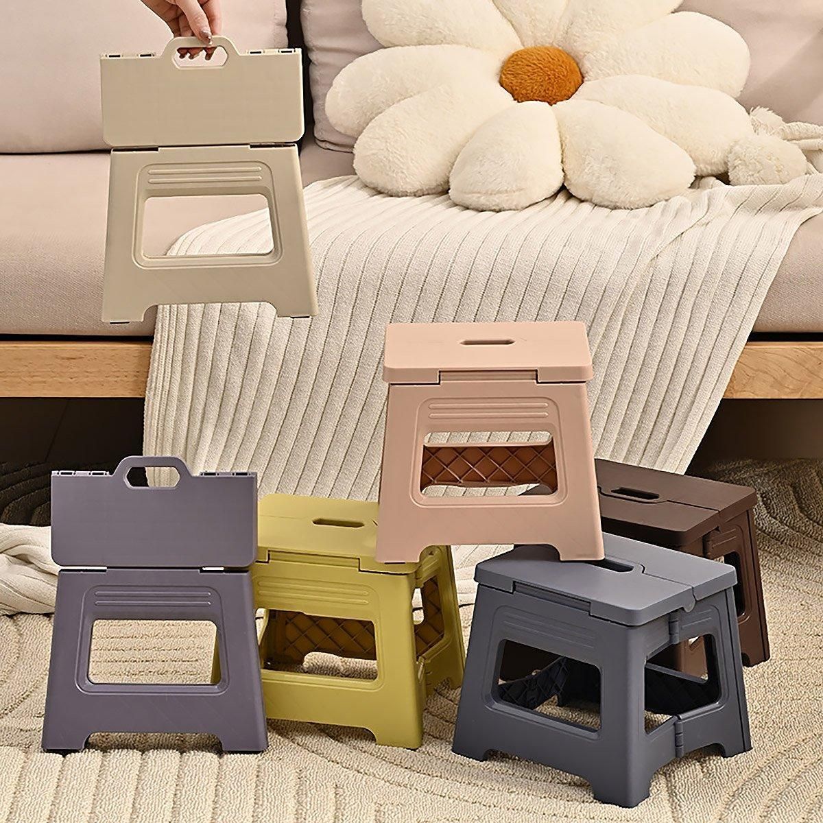 Portable Adjustable Folding Plastic Stool Retractable Outdoor Fishing Chair - Grey