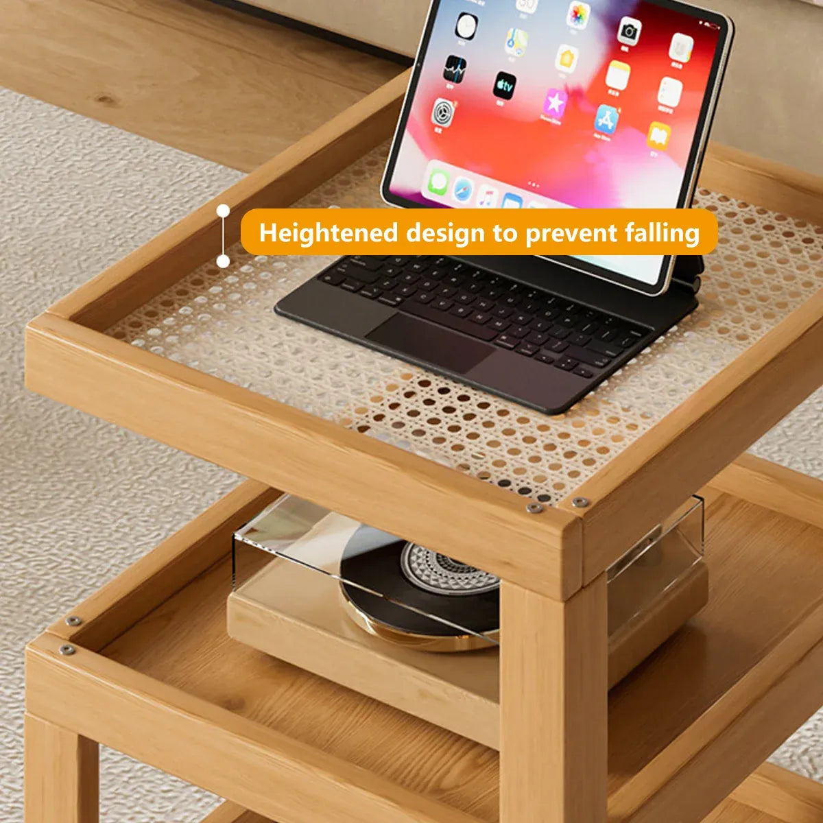 Mobile Coffee Table with Rolling Caster Wheels Versatile Living Room Side Table