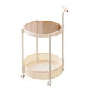 Movable Side Table Rolling Caster Wheels 2 Tier for Living Room