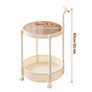Movable Side Table Rolling Caster Wheels 2 Tier for Living Room