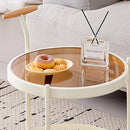 Movable Side Table Rolling Caster Wheels 2 Tier for Living Room