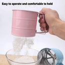 Hand Squeeze Mechanical Flour Sifter Stainless Steel One Hand Baking Sieve - Blue