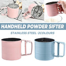Hand Squeeze Mechanical Flour Sifter Stainless Steel One Hand Baking Sieve - Pink
