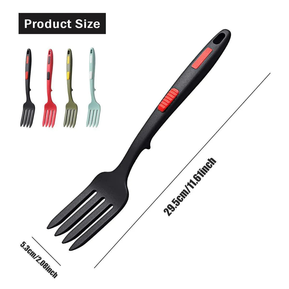 2PCS Silicone Heat Resistant Flexible Cooking Forks Dishwasher Safe Kitchen - Blue-Green