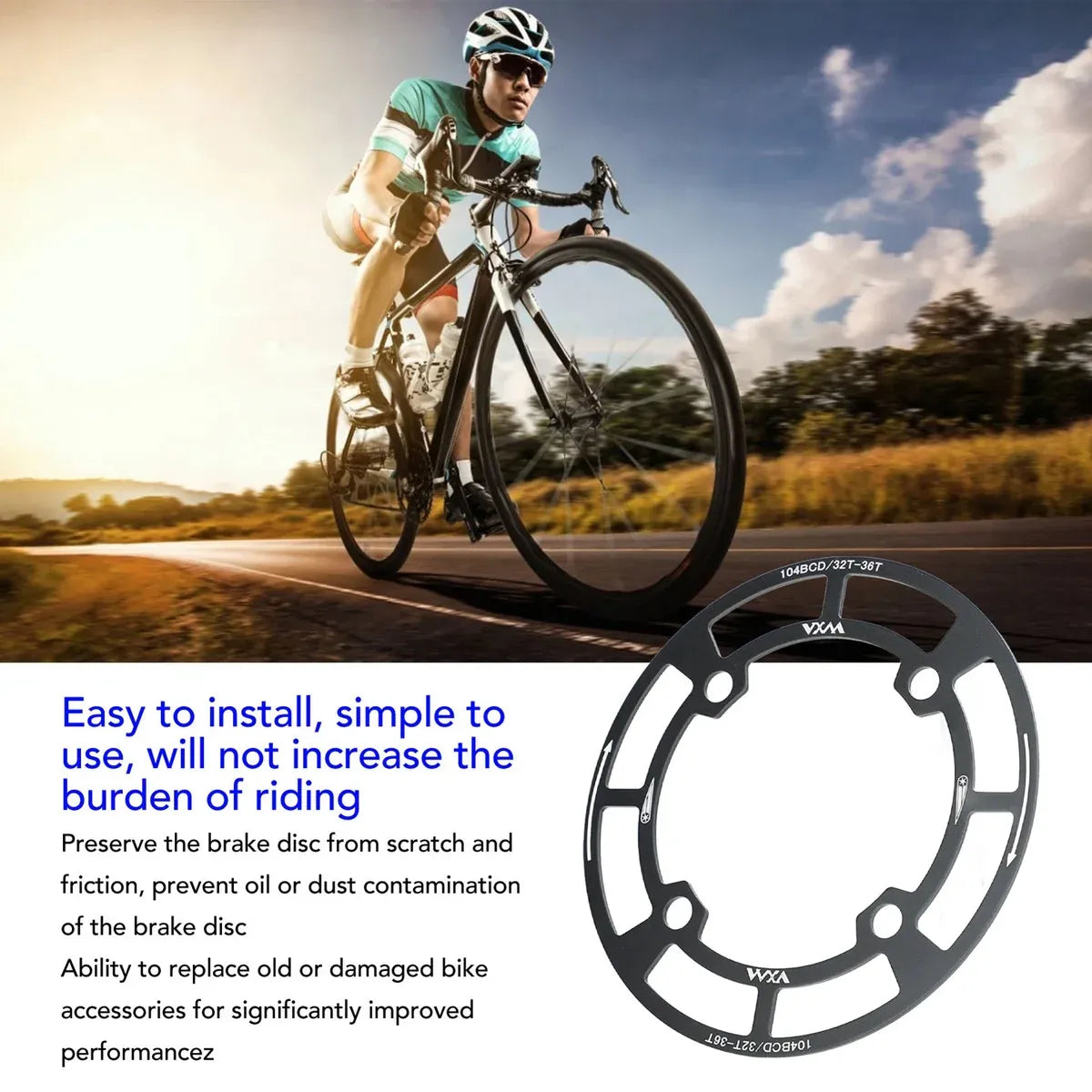 Round Bicycle Gear Disc Cover Single Speed Wheel Protection Shield for Bike Use