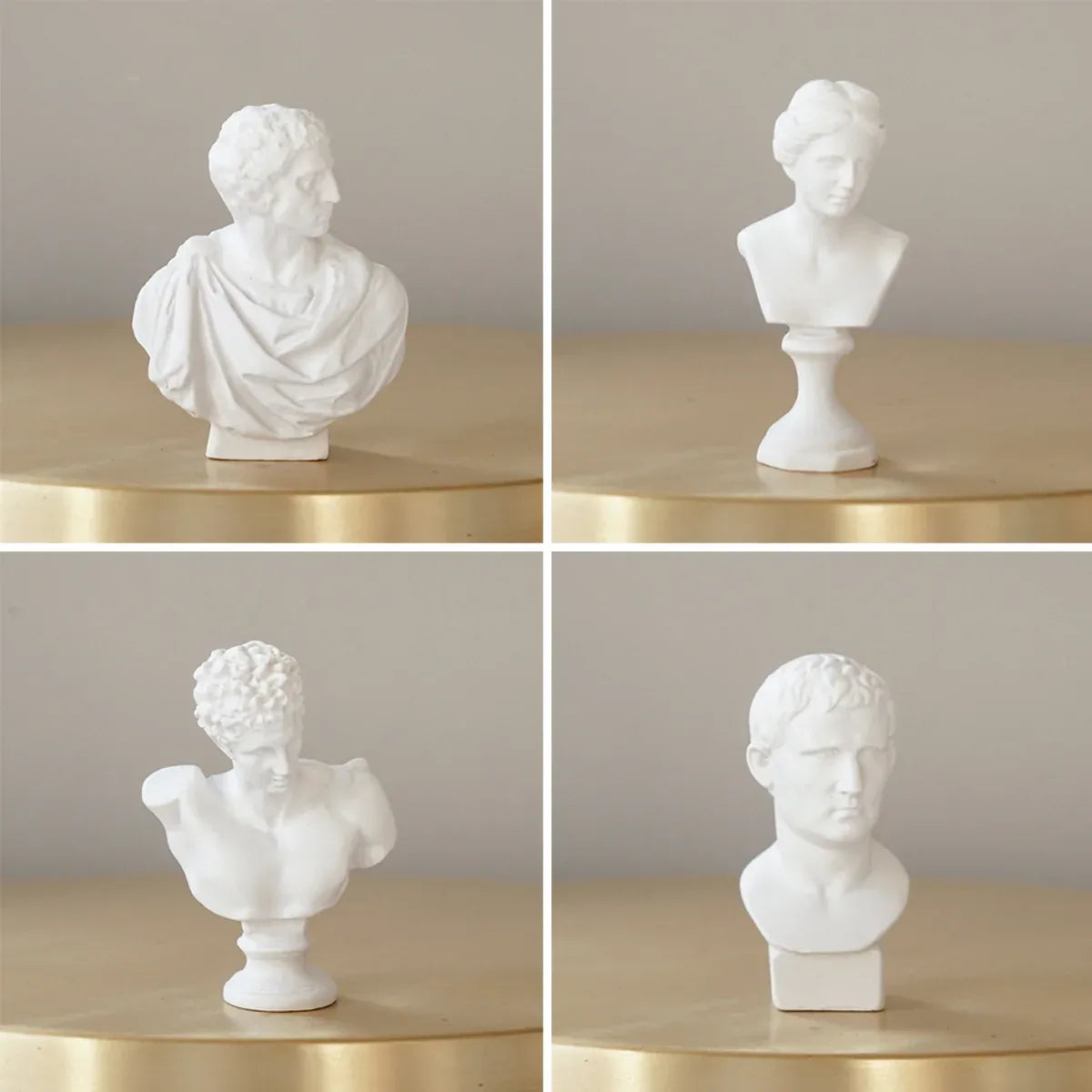 10 Pcs Mini Desktop Decorative Sculptures Resin White Classical Busts