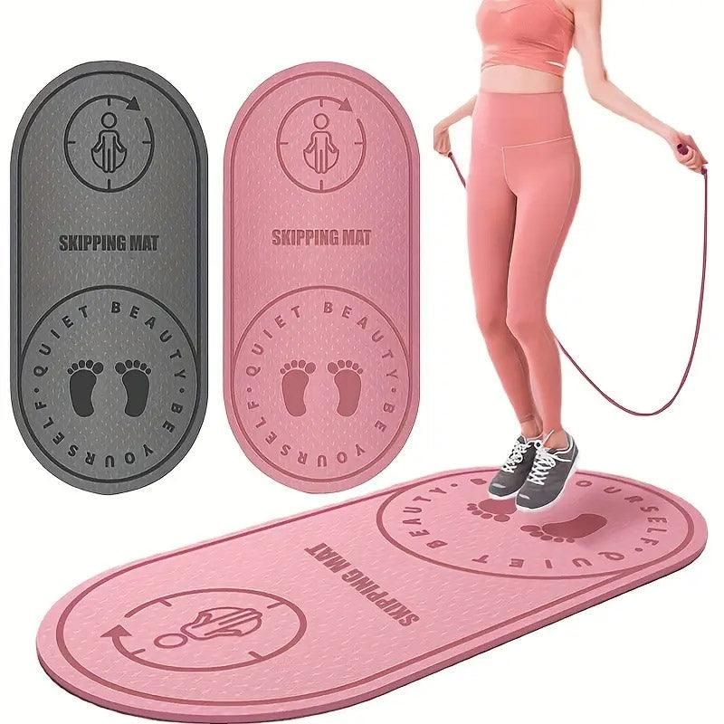 Jump Rope Mat Soundproof Shock Absorbing Mat for Indoor Fitness Yoga Floor Use - Grey