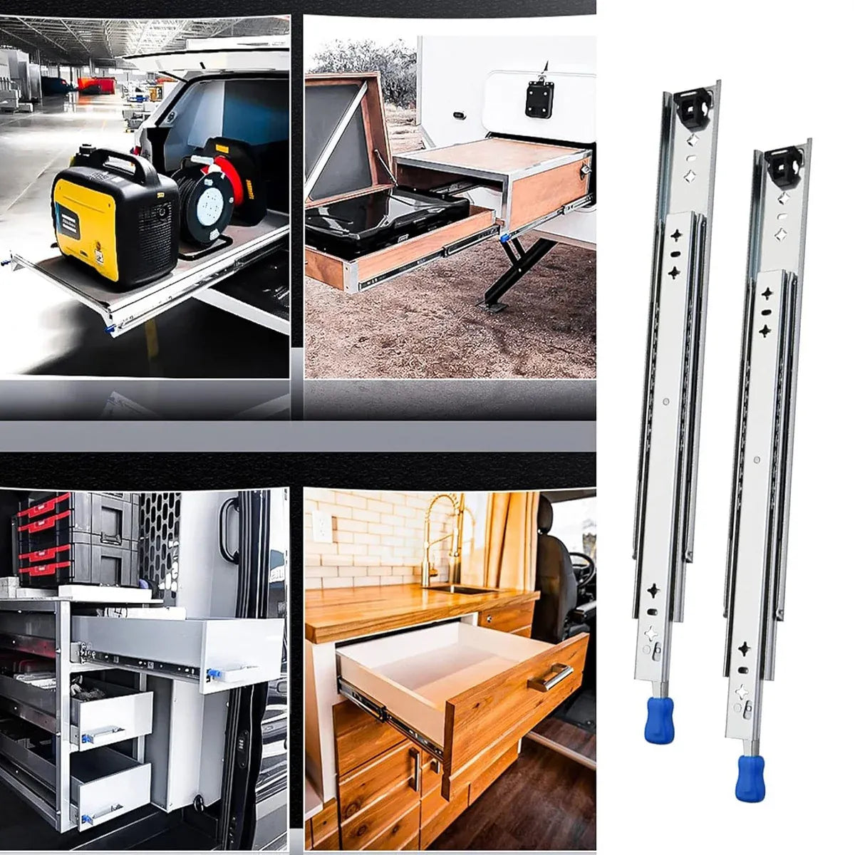 2PCS 53mm Heavy Duty Drawer Slides 850mm Full Extension Rail