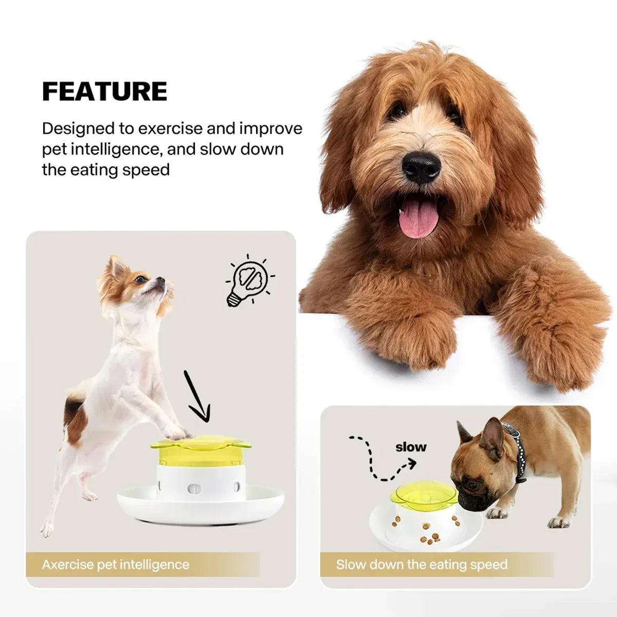 Automatic Pet Food Dispenser Feeding Bowl for Dogs and Cats Food Storage Bowl - Grey