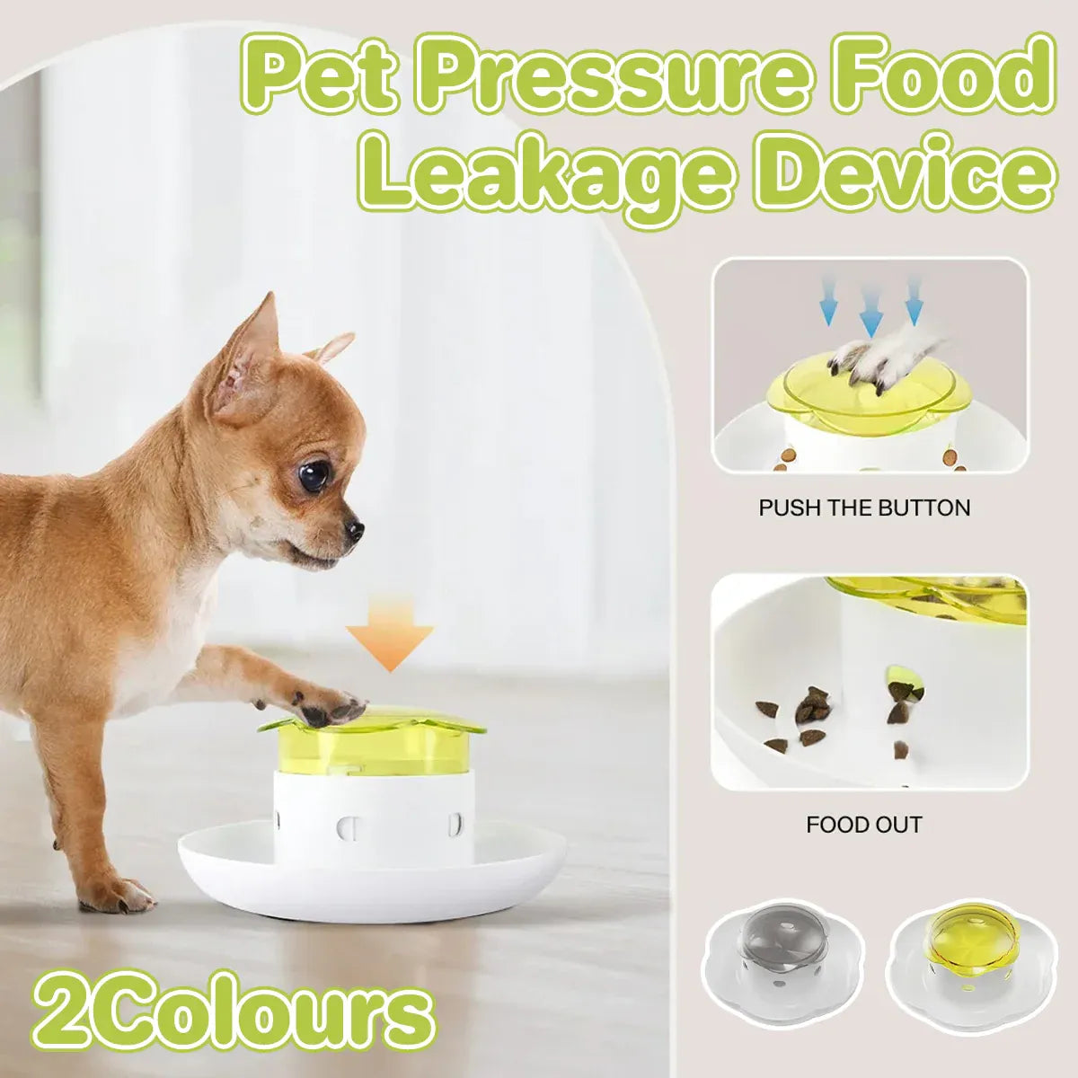 Automatic Pet Food Dispenser Feeding Bowl for Dogs and Cats Food Storage Bowl - Yellow