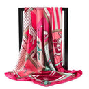 90x90cm Women Silk Satin Wrap Professional Lady Summer Beach Large Square Scarf - Rose Red