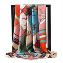 90x90cm Women Silk Satin Wrap Professional Lady Summer Beach Large Square Scarf - Rose Red