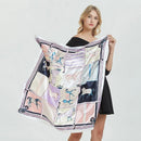 90x90cm Women Silk Satin Wrap Professional Lady Summer Beach Large Square Scarf - Rose Red