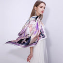 90x90cm Women Silk Satin Wrap Professional Lady Summer Beach Large Square Scarf - Rose Red