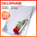 100X Clear Cellophane Wrap Rolls - 4 Sizes for Gifts & Bouquets - 100PCS-53*53CM