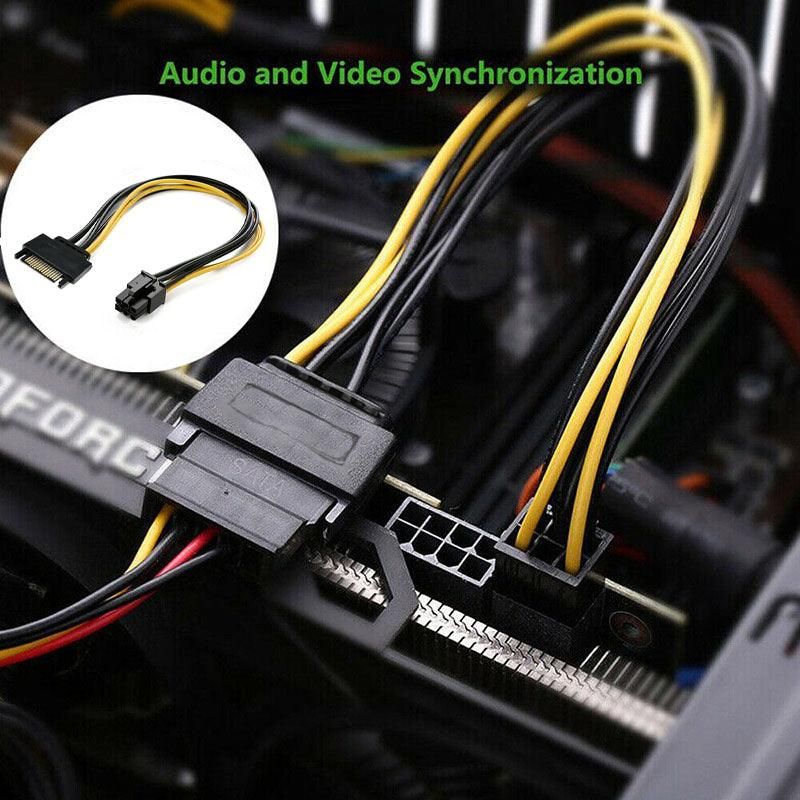 20CM 15 Pin SATA Power to 6 Pin PCIe PCI-e PCI Express Cable For Video Card