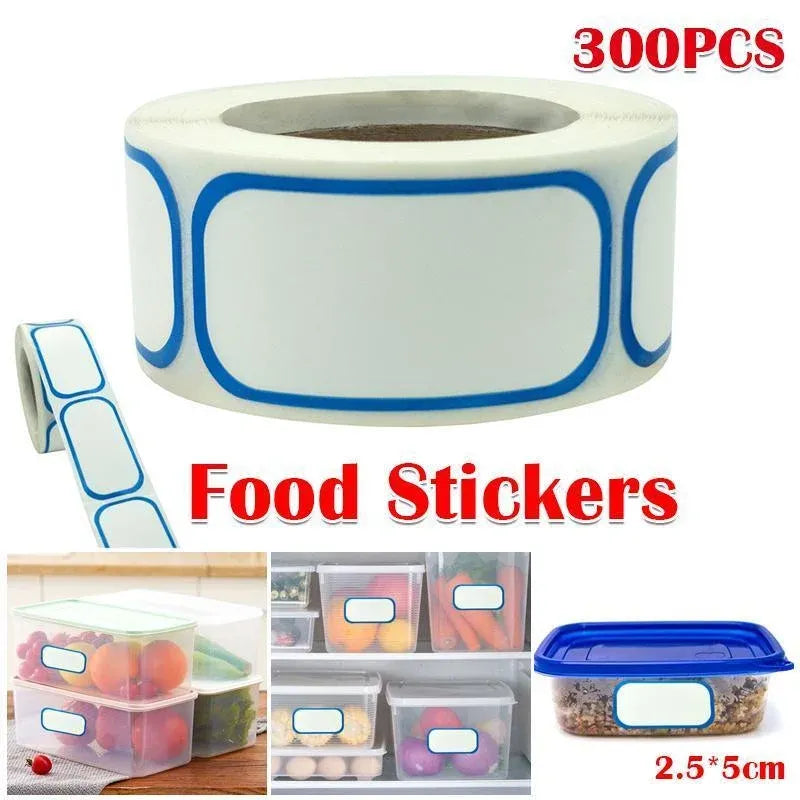 300PCS Writable Food Storage Labels for Kitchen Containers and Freezer Organisation