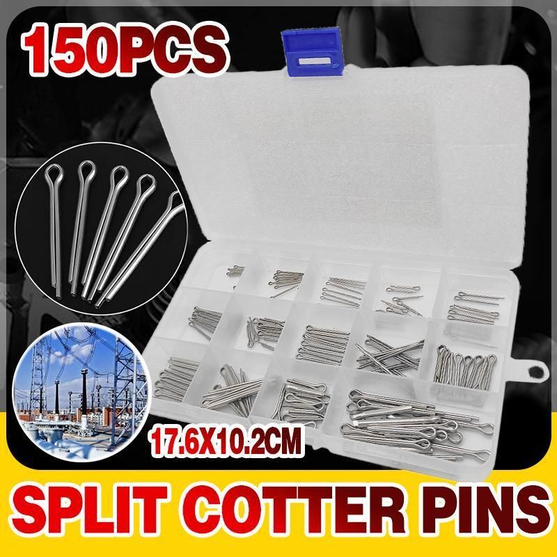 150PCS box 15 Kinds Stainless Steel Split Cotter Pins Assortment Kit Tools cherr