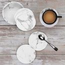 6x Coasters with Holder Marble Texture Round Cup Mat Pad Set For Drinks - Marble Black