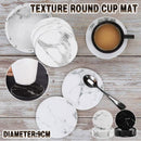 6x Coasters with Holder Marble Texture Round Cup Mat Pad Set For Drinks - Marble Black