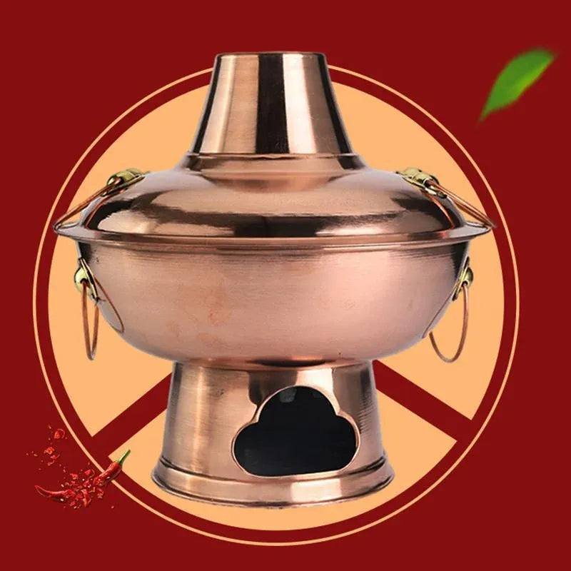 Stainless Steel Charcoal Chinese Copper Hot Pot Old Beijing Cookware Camping HOT - 30CM