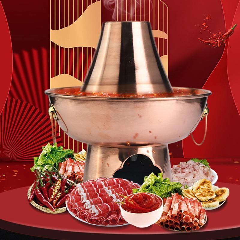 Stainless Steel Charcoal Chinese Copper Hot Pot Old Beijing Cookware Camping HOT - 30CM