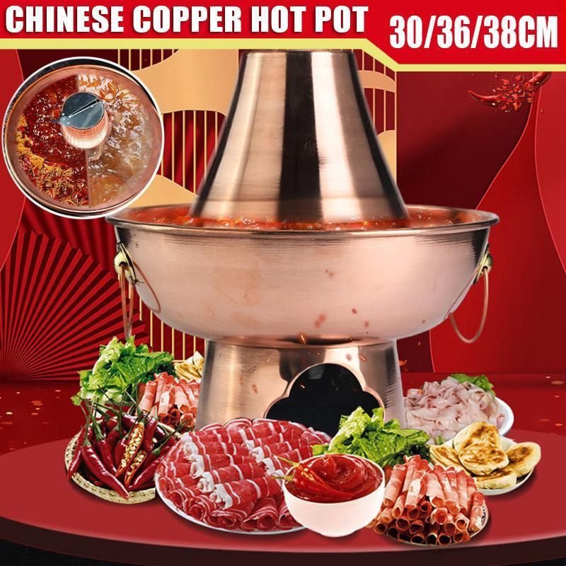 Stainless Steel Charcoal Chinese Copper Hot Pot Old Beijing Cookware Camping HOT - 30CM