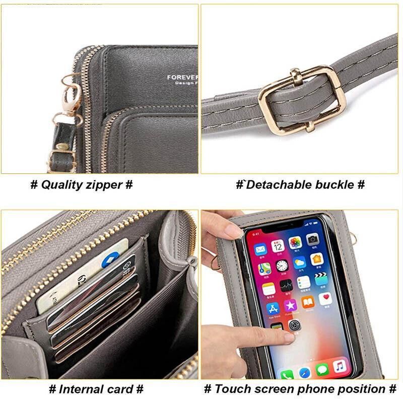 Women Crossbody Phone Purse Touch Screen Bag Rfid Blocking Wallet Shoulder Strap - Dark Green