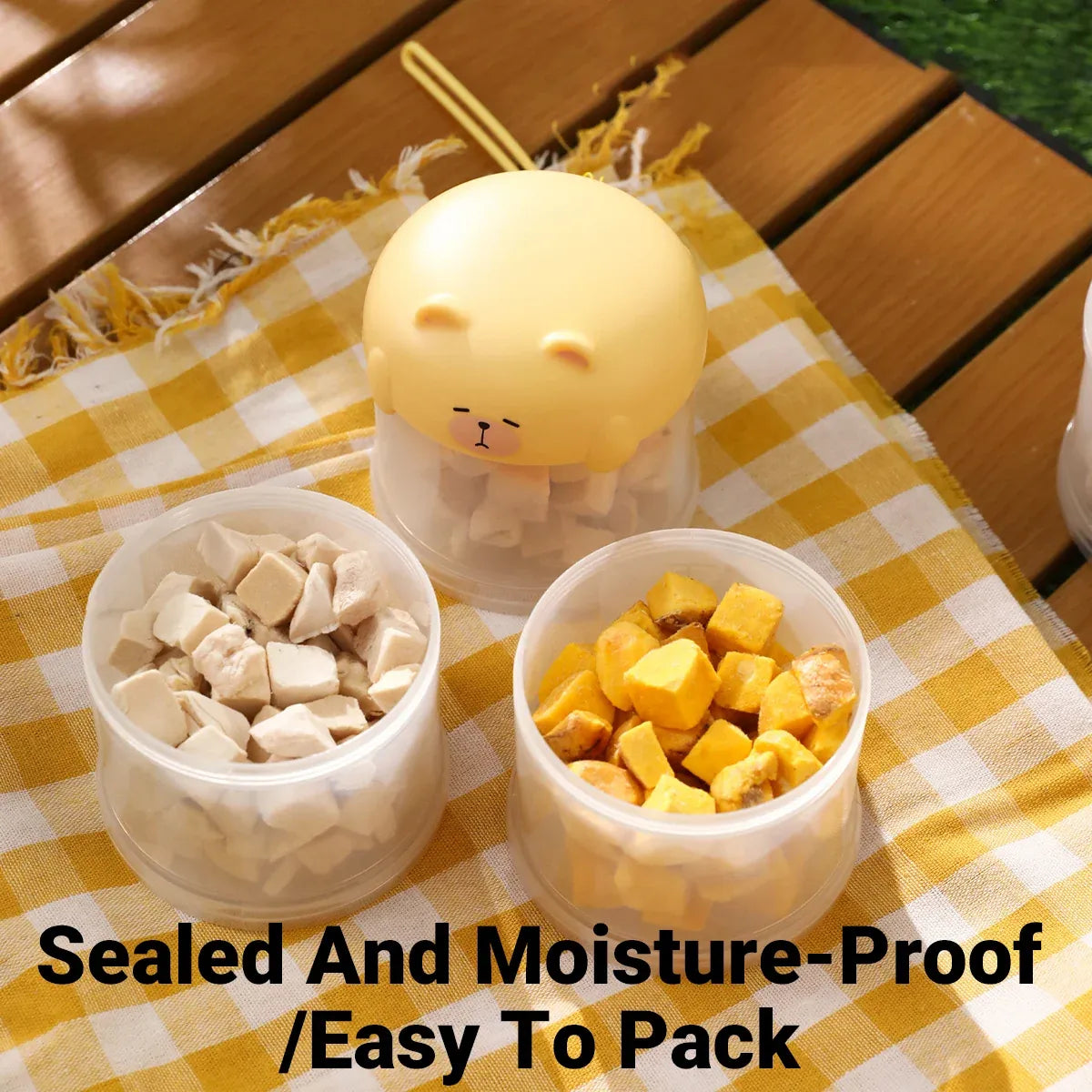 3-Tier Portable Pet Food Storage Container - Stackable Snack Bucket Bear Lid - Coffee