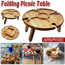 Wooden Portable Dining Table Outdoor Picnic Snack Fruit Serving Foldable Tray
