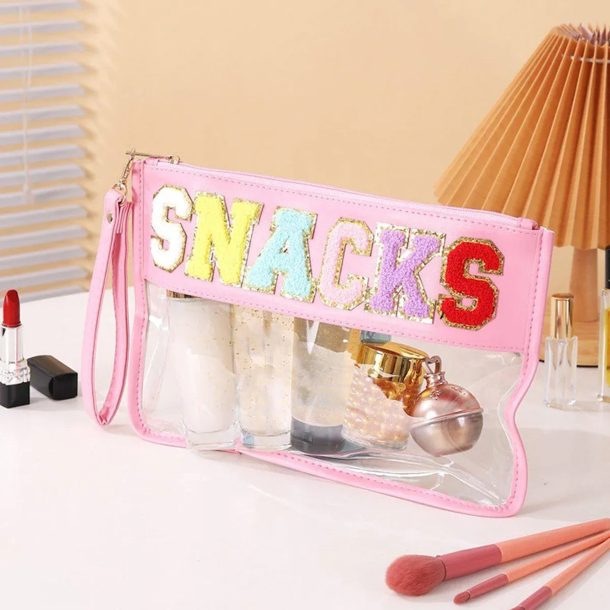 2X Embroidered Letter Cosmetic Bag Transparent PVC Bag Women Travel Toiletry Bag