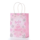 30pcs Pink Romantic Flower Tote Bag Cowhide Paper Elegant Design Gift Bag - Snowflake