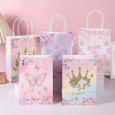 30pcs Pink Romantic Flower Tote Bag Cowhide Paper Elegant Design Gift Bag - Snowflake