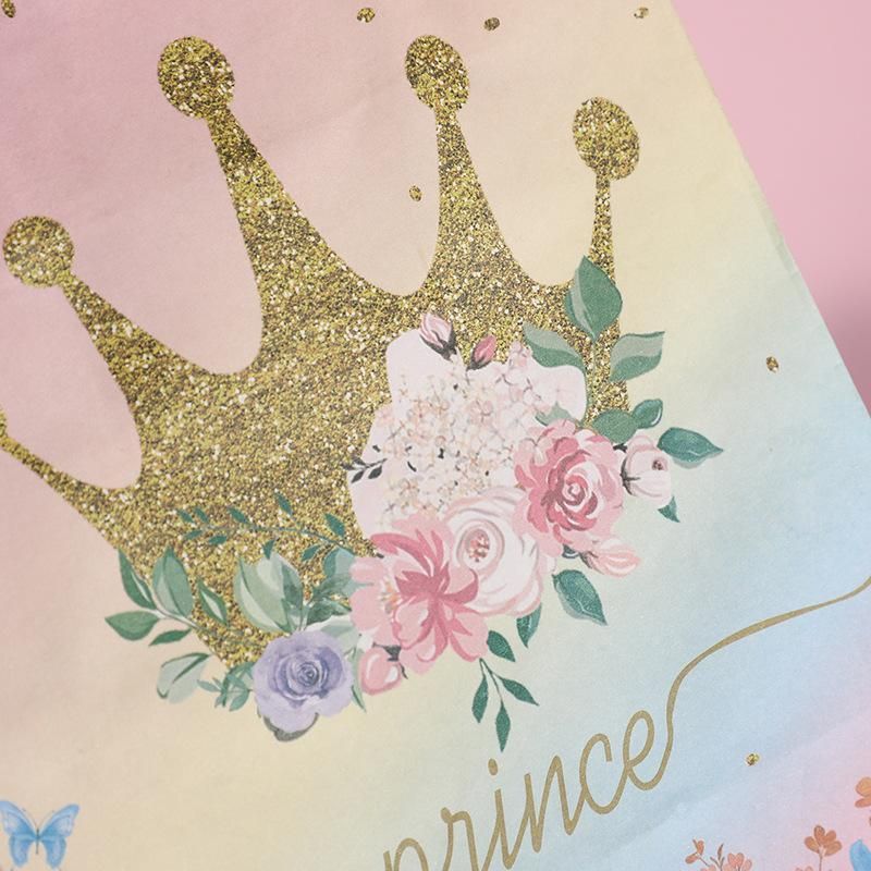 30pcs Pink Romantic Flower Tote Bag Cowhide Paper Elegant Design Gift Bag - Snowflake