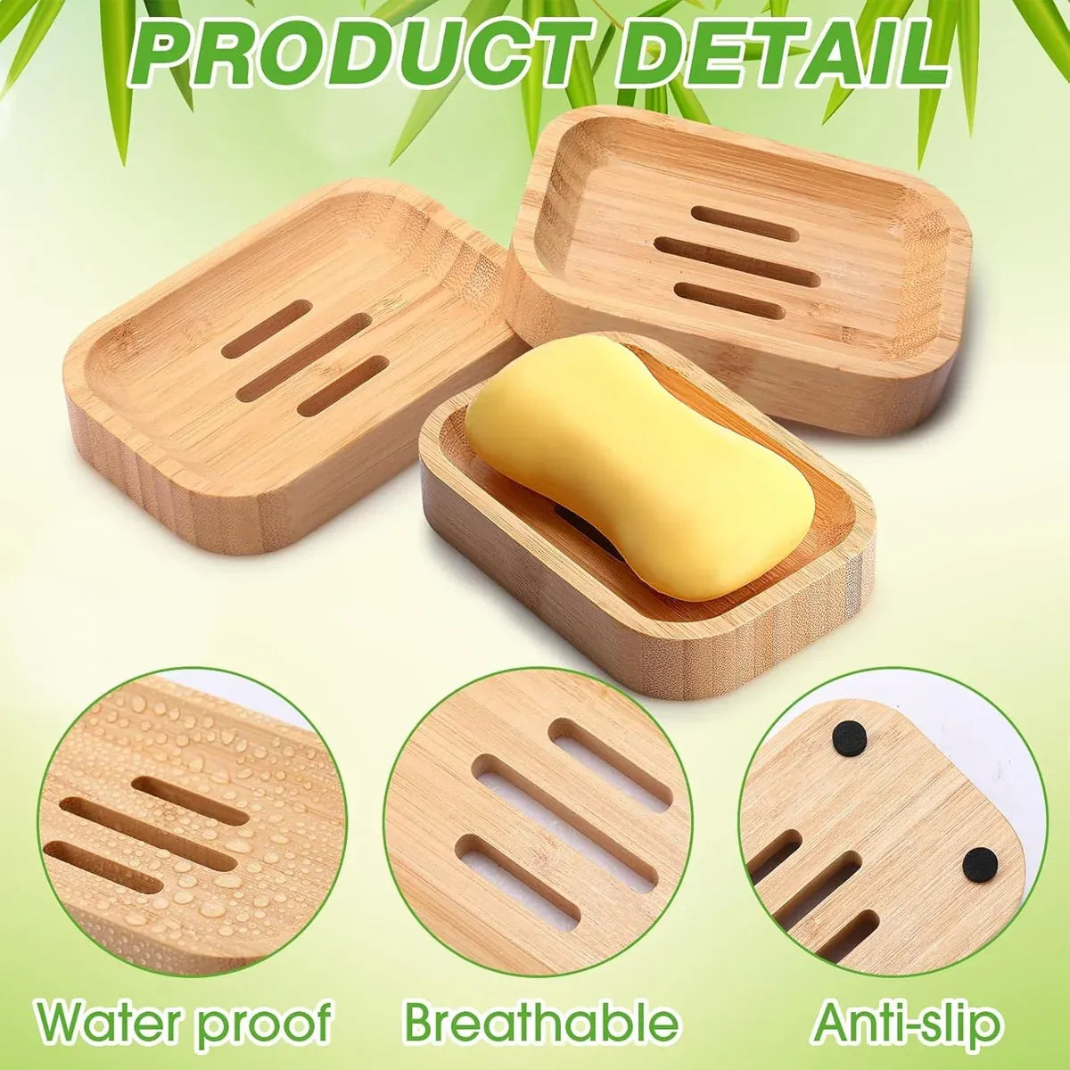 Bamboo Soap Box Single Layer Drainage Waterproof for Bathroom Hotel Toilet Use