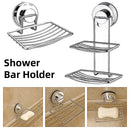 Shower Bar Holder Suction Basket Wall Mounted Stainless Steel Bathroom Soap Dish - Double Layer