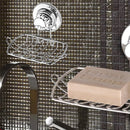 Stainless Steel Soap Dish Rack Suction Cup Silver Wall Mounted Bathroom Storage