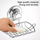 Stainless Steel Soap Dish Rack Suction Cup Silver Wall Mounted Bathroom Storage
