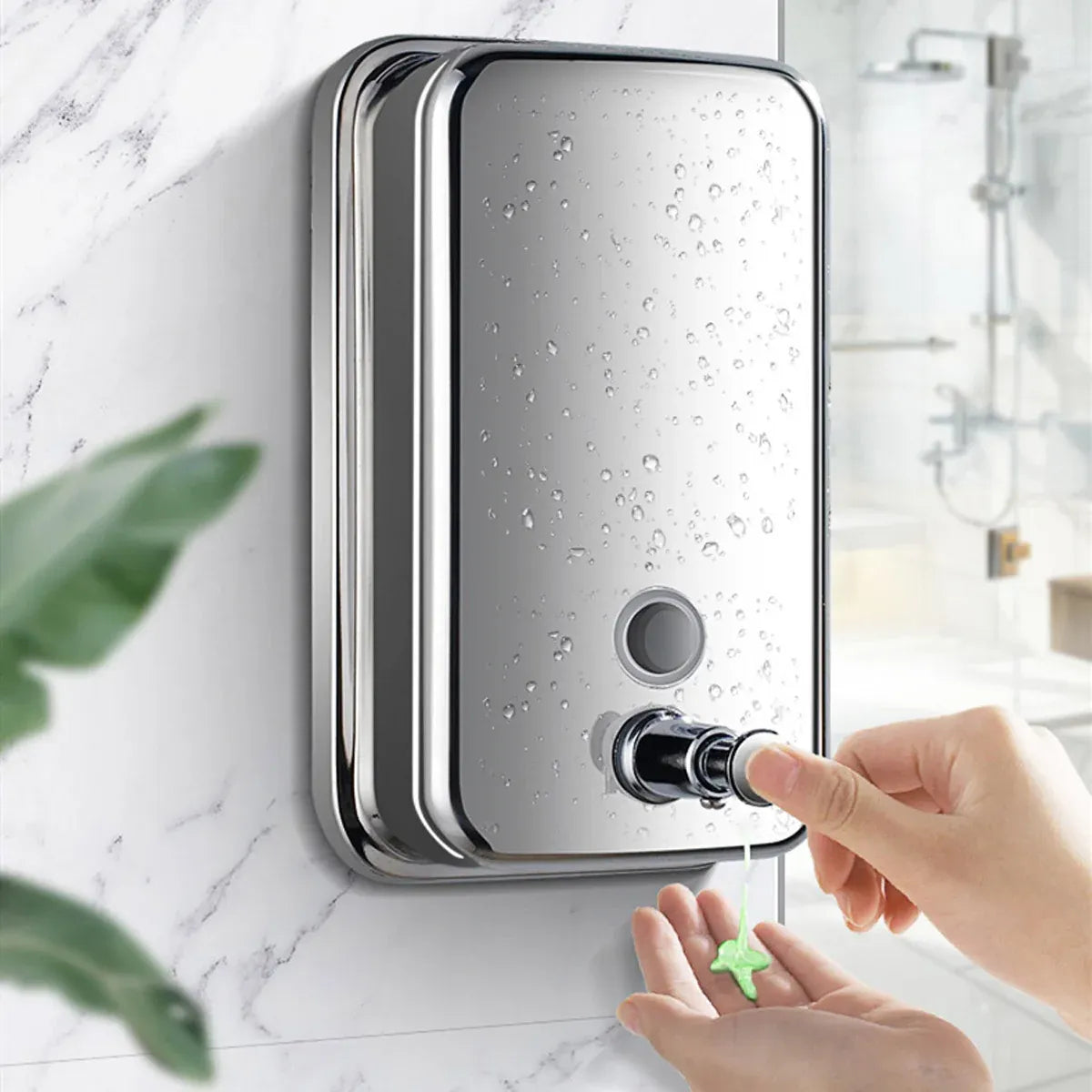 Stainless Steel Wall Mounted Soap Dispenser Hotel Bathroom Sanitizer Bottle - 800ML
