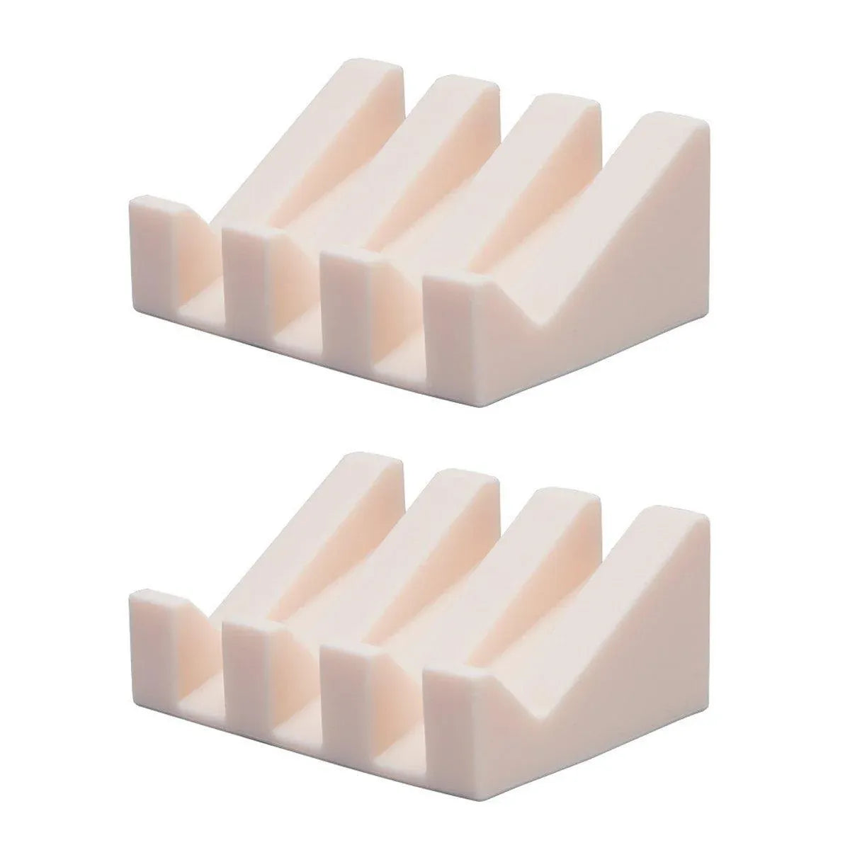 2PCS Silicone Soap Dish Holder Set Non-Slip Draining Soap Box Washable Pad Tray - White