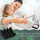 2PCS Silicone Soap Dish Holder Set Non-Slip Draining Soap Box Washable Pad Tray - White