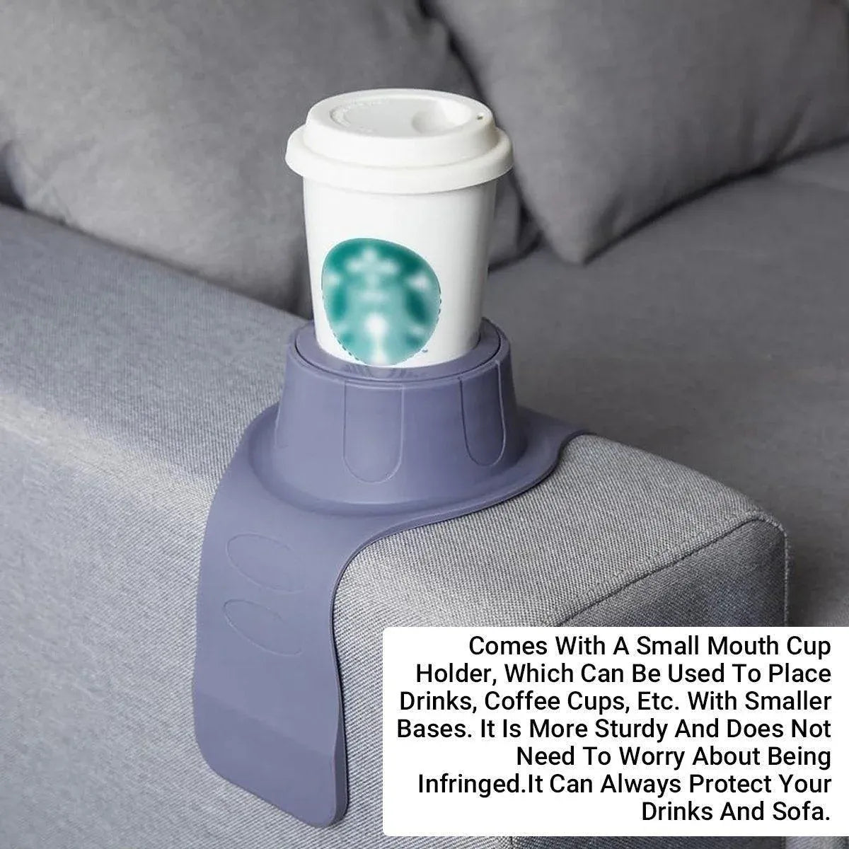 Couch Cup Holder Silicone Drink Coaster Tray Sofa Armrest Stand Car Cup Holder - Grey