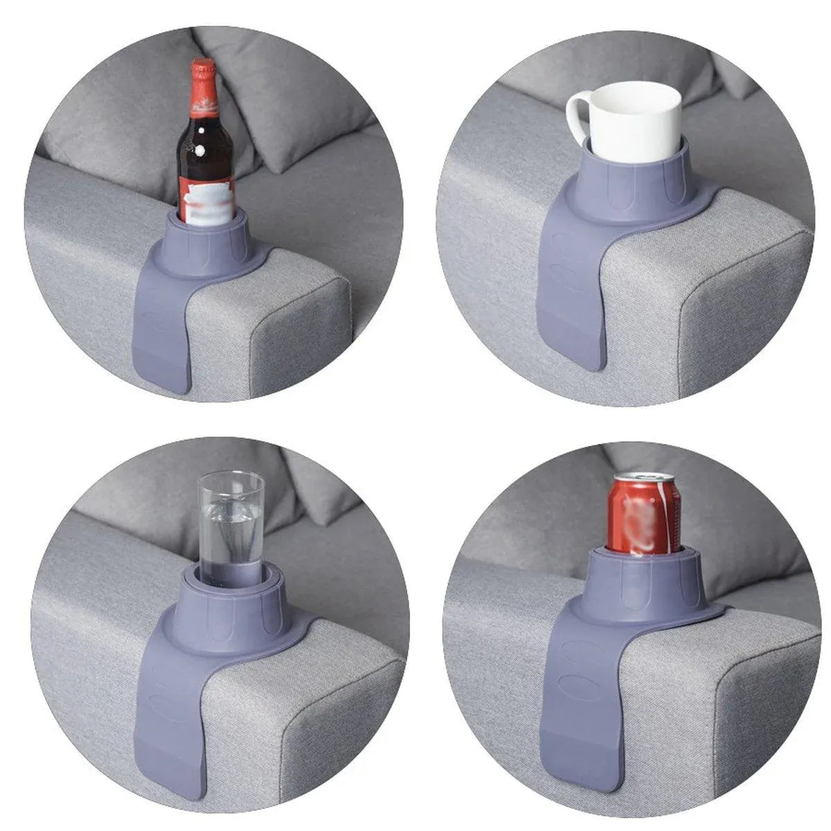 Couch Cup Holder Silicone Drink Coaster Tray Sofa Armrest Stand Car Cup Holder - Grey