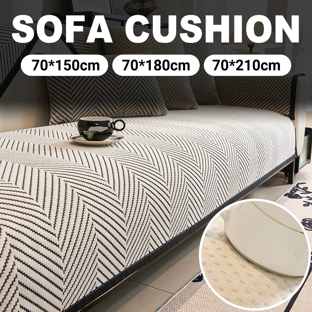 Sofa Cushion Cover Modern Non Slip Couch Protector Furniture Seat Slipcover Pad - 70x150cm