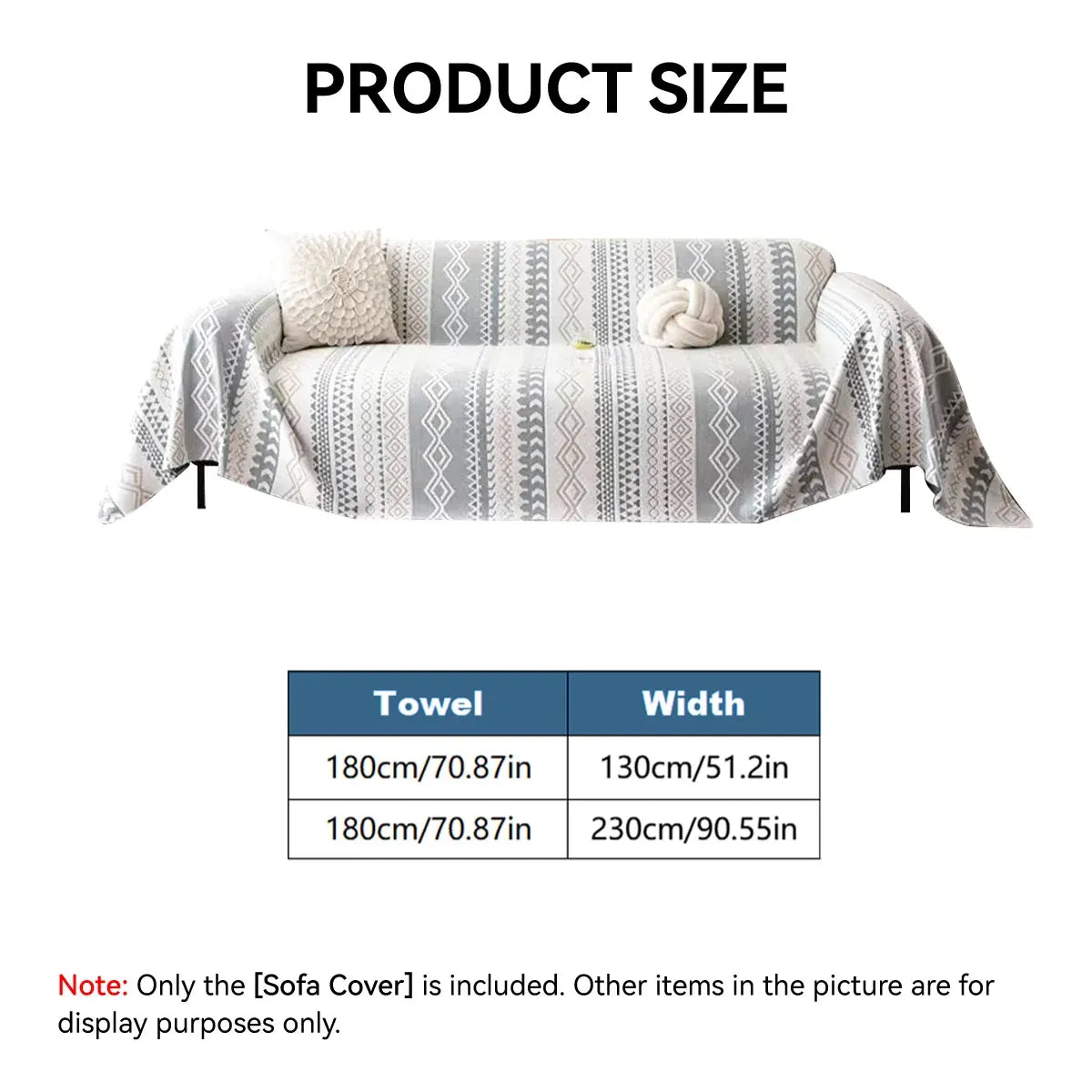 Sofa Cover Modern Geometric Green Breathable Soft for Living Room - 180 x 130cm