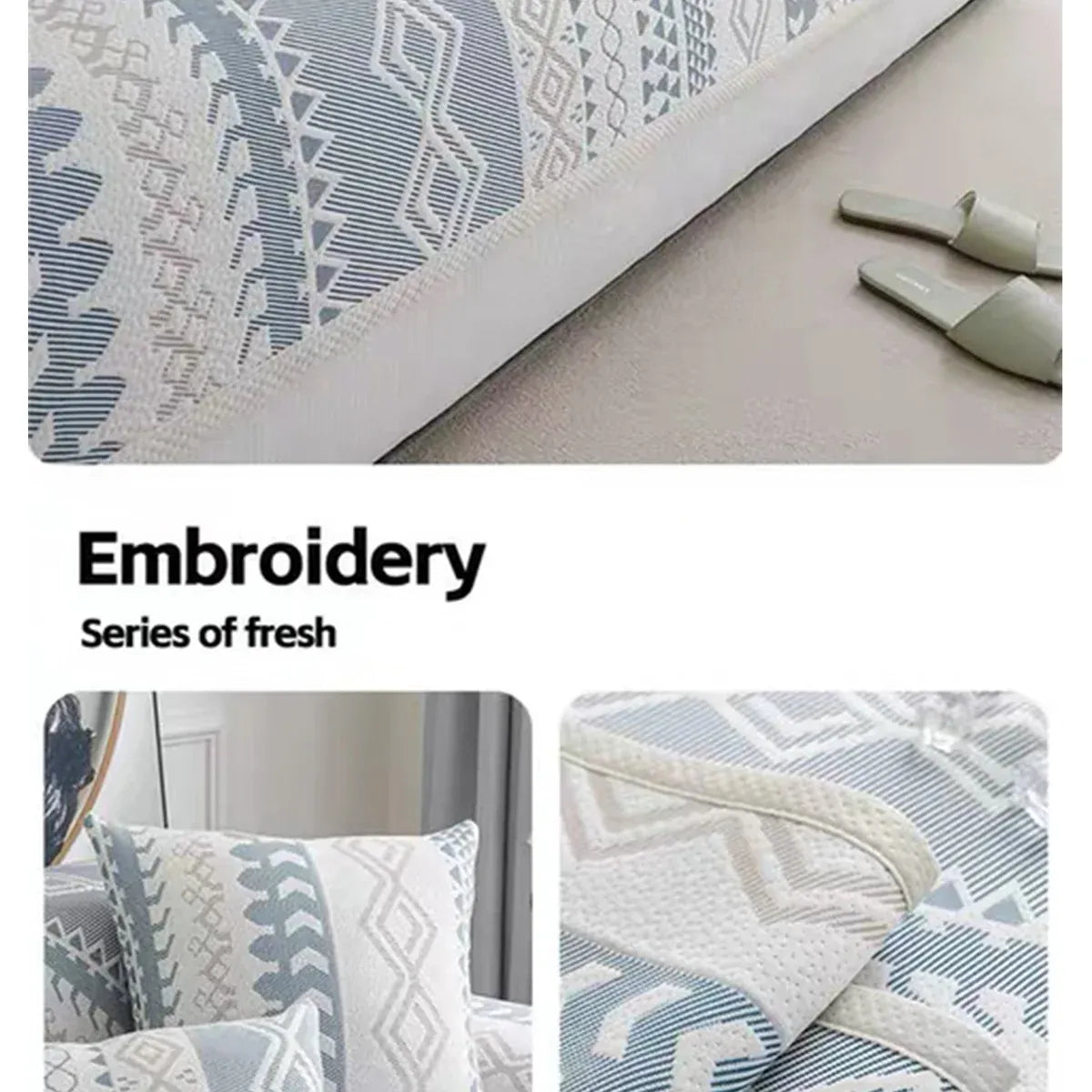 Sofa Cover Modern Geometric Green Breathable Soft for Living Room - 180 x 130cm