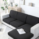 Stretch Sofa Slipcover 4 Seasons Universal Couch Protector Elastic Fabric Cover - Double-Black
