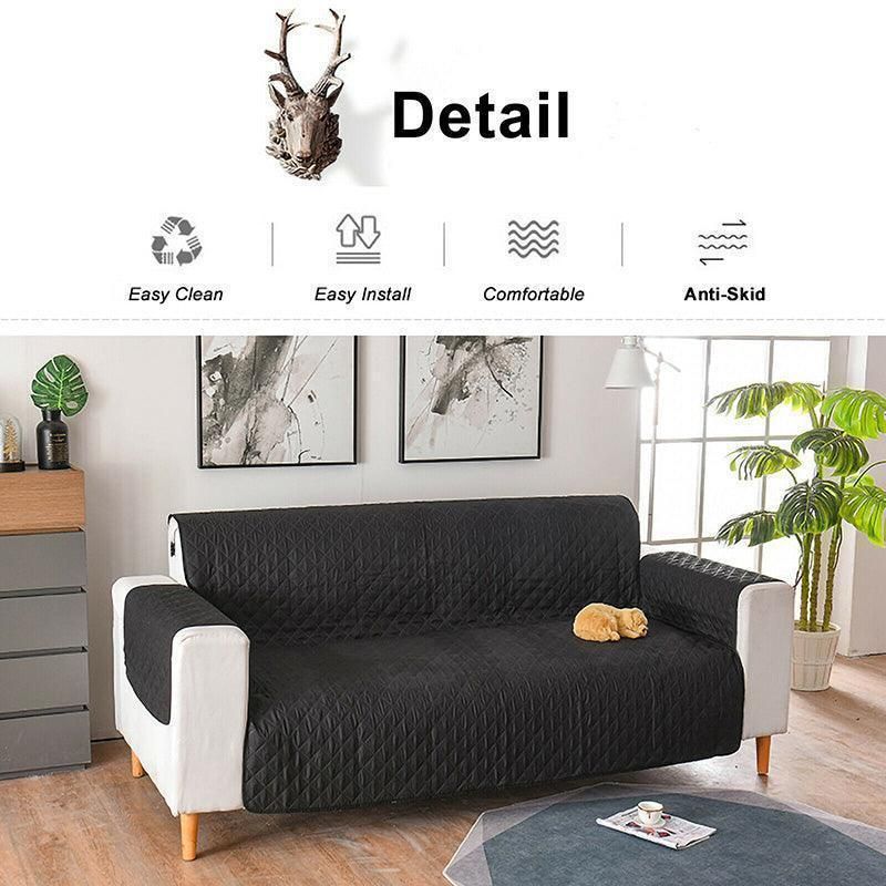 190x195cm Seater Pet Sofa Protector Cover Quilted Couch Covers Lounge Slipcover - Grey
