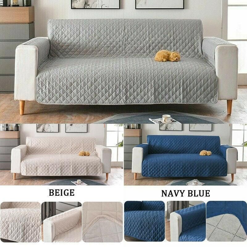 190x195cm Seater Pet Sofa Protector Cover Quilted Couch Covers Lounge Slipcover - Grey